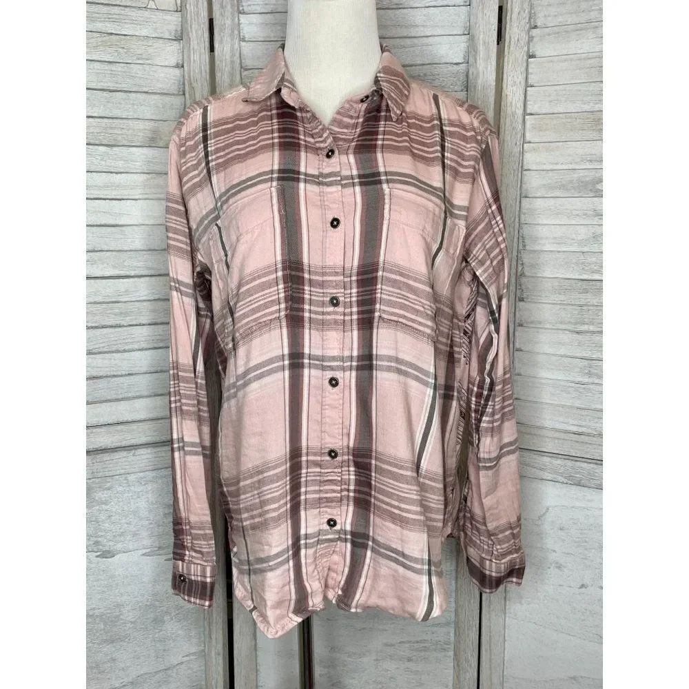 Mudd Pink Plaid Bandana Back Button Down Shirt Size Small